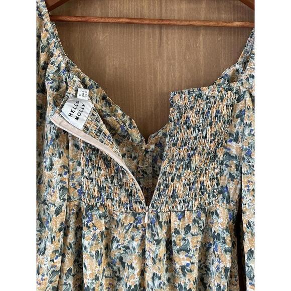 Hello Molly Love First Bell Sleeve Mini Dress in Orange/Sage Floral size Small​ - Picture 7 of 15
